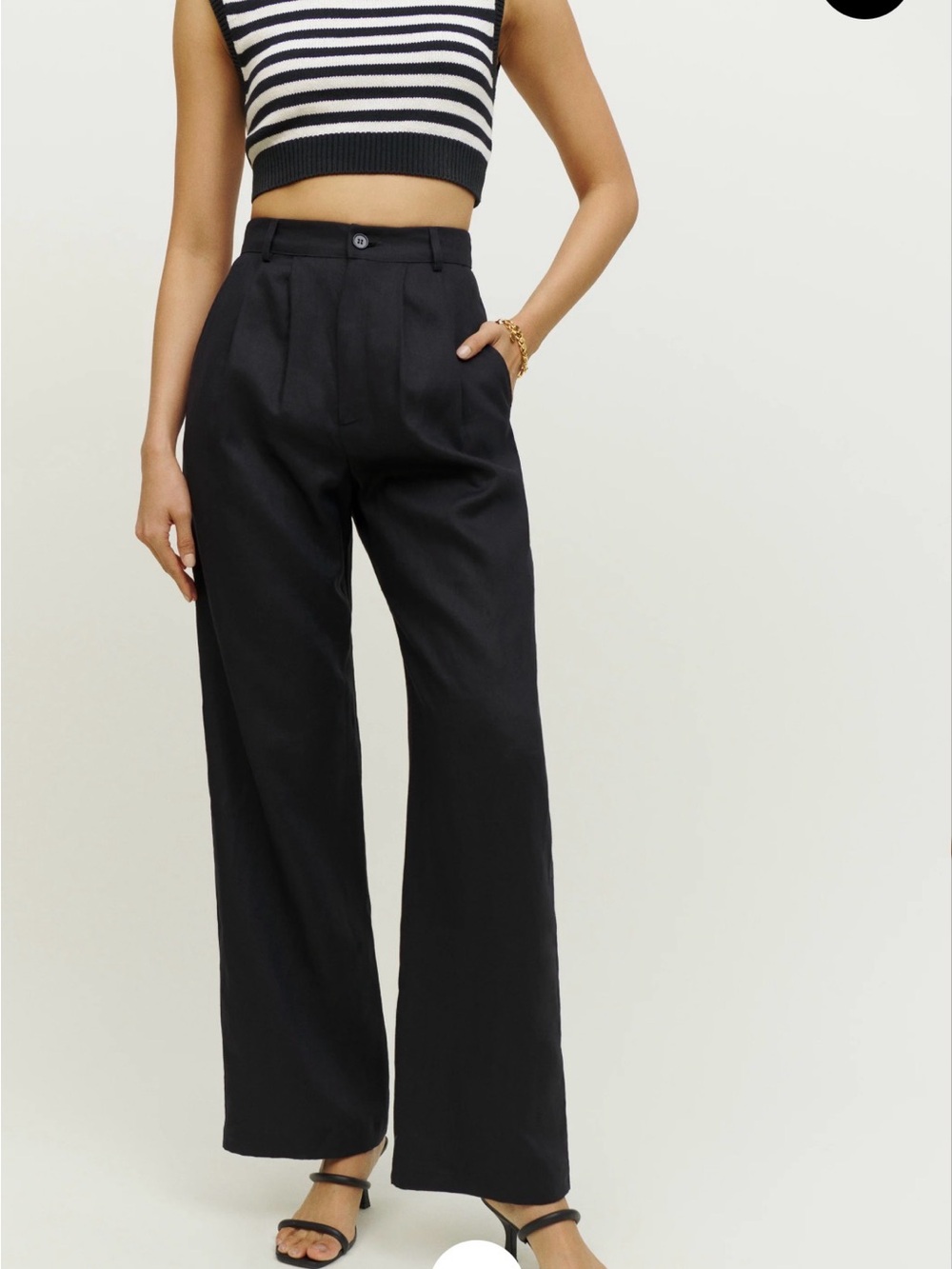 Reformation Black High-Rise Wide-Leg Trousers
